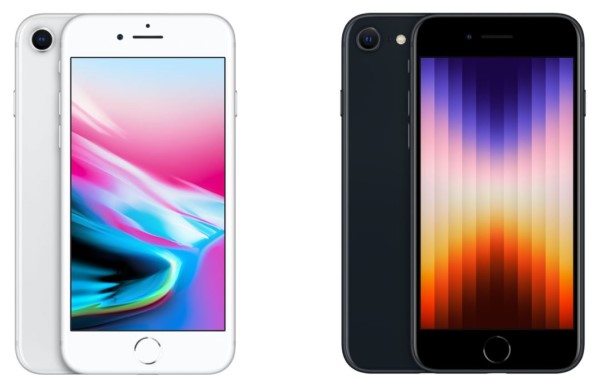 iPhone8とiPhoneSE3の見た目の比較