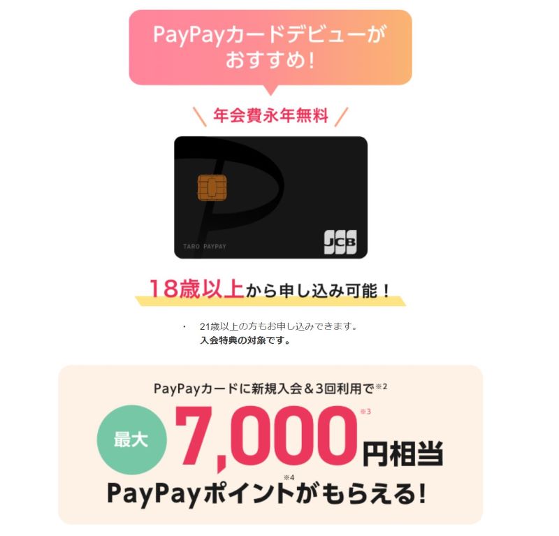PayPayカード申込で7,000PayPayポイントは今回のキャンペーンとは無関係の通常特典なので混同注意
