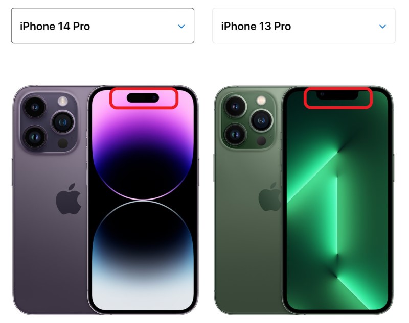 iPhone13ProとiPhone14Proのノッチのサイズの違い